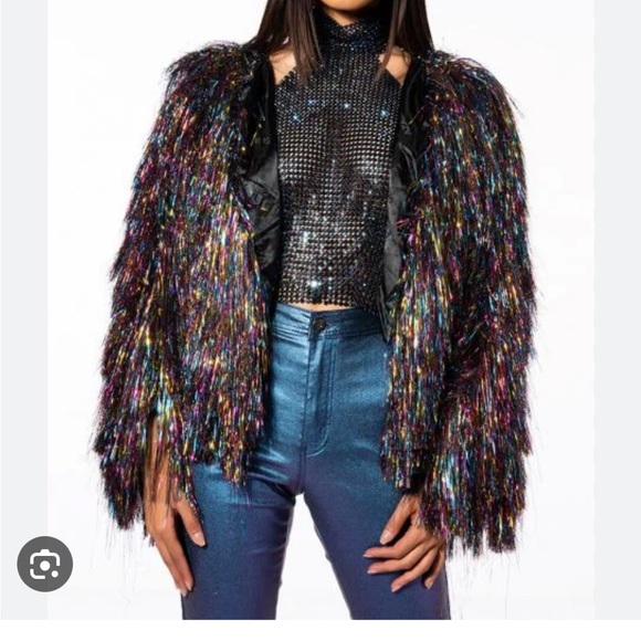 AKIRA Jackets & Coats Azalea Wang Im So Fancy Multicolor Tinsel